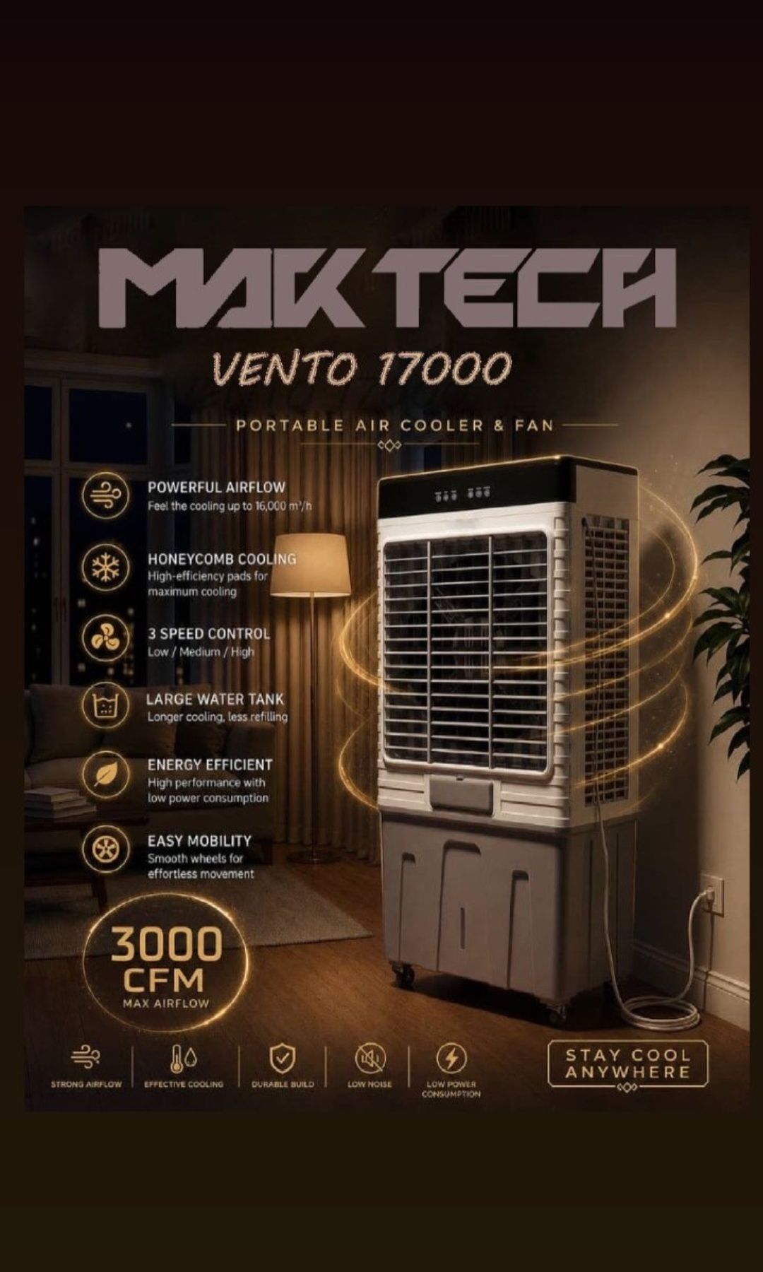 کولر پرتابل مک تک مدلVENTO17000