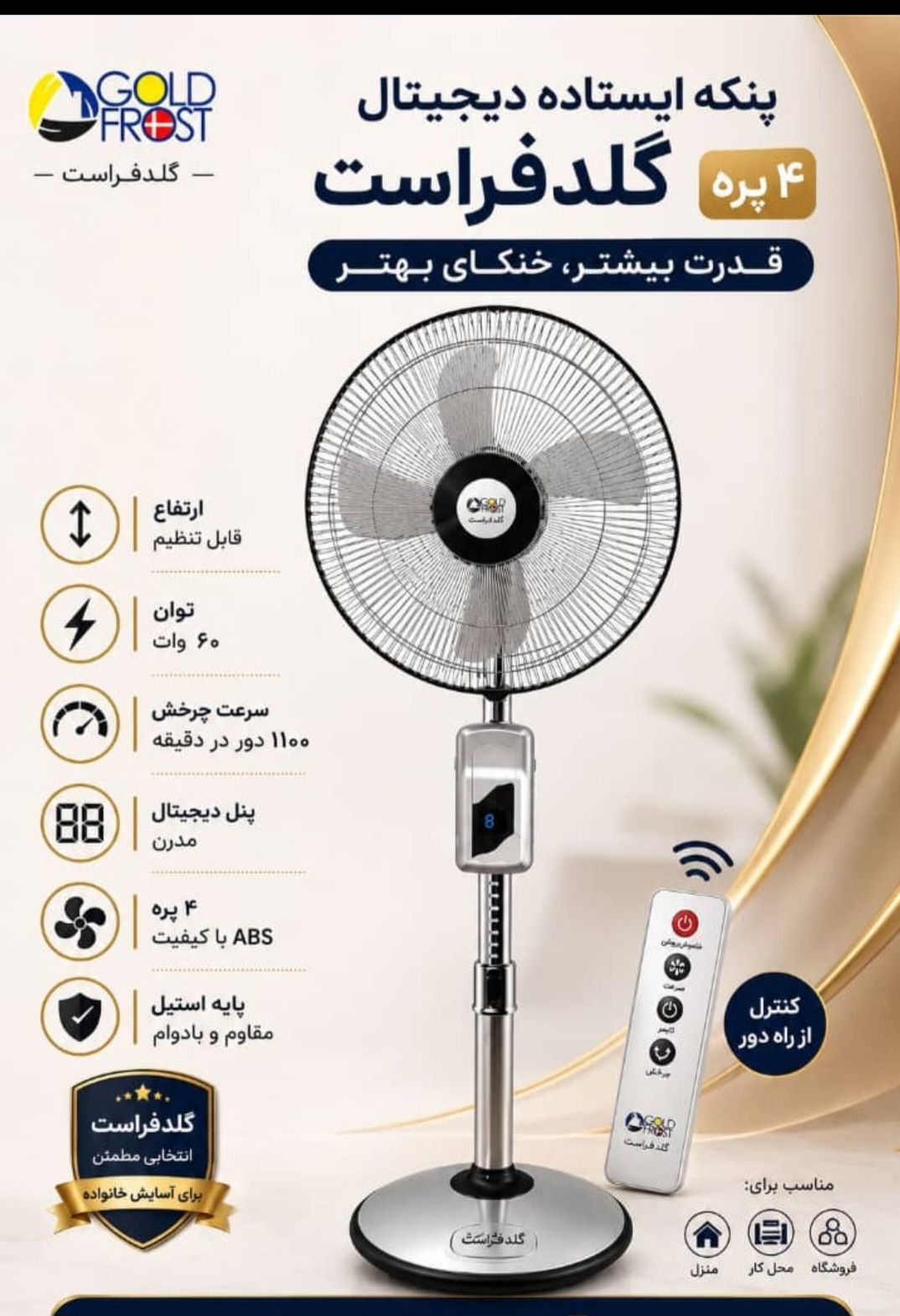 پنکه گلدفراست مدل DOLUX